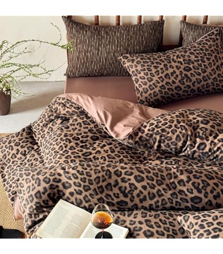 Freyamy Leopard Bettwäsche 200x200 Braun Leoparden Aesthetic Bettwäsche Set