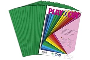 PLAY-CUT, Lot de 20 feuilles de papier cartonné A4, 220 g/m², vert herbe, uni.