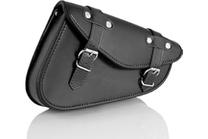 Customaccess Bisaccia di Cuoio Detroit Modello Lato Sinistro per Harley Sportster 883, 1200, Nero