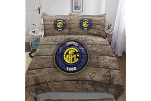 HOUKIG Inter Milan - Set Copripiumino Decorativo Per La Camera Dei Bambini, Set Di Biancheria Da Letto Acquerello, 3 Pezzi, Copripiumino Moderno Con Super Club,Double（200x200cm）