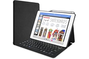ProCase Étui Clavier QWERTY pour iPad Pro 12.9" 2017/2015, 1ère ou 2e génération, avec Porte de Apple Pencil, Coque Housse de Protection avec Clavier sans Fil–Noir