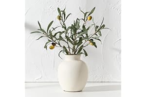 PORCER 6 Inch Antique Ceramic Vase, Terracotta Vase Boho Decor Farmhouse Decorative Vase, Rustic Vase for Home Decor, Living Room, Entryway, Wedding - Particle Surface Design, White