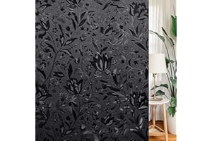 ‎LEMON CLOUD LEMON CLOUD Fensterfolie Blickdicht Selbsthaftende, Schwarz Verdunklungsfolie Statisch No-Glue Sichtschutzfolie, Anti-UV Sonnenschutzfolie für Schlafzimmer, Schwarz Tulpe (60x200cm)