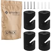 smartect Ceiling and Wall Bracket 4 Pieces for Cables in Black | &Oslash;20 x 30 mm Ceiling fixing with screws and dowels, ceiling d