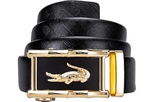 Dubulle Mens Ratchet Belt Ratchet Slide Automatic Buckle Removable Strap Waisband for Casual Jeans Fashion Gift Genuine Leather