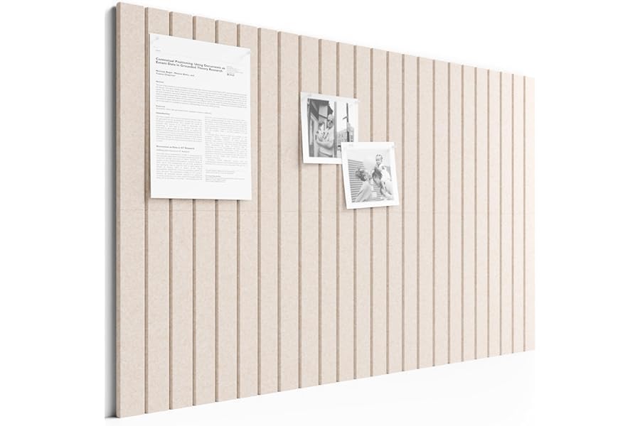 Bumusty Large Cork Board Alternative-36 x 24" Felt Bulletin Board Tiles, with 30 Pushpins, 40 Adhesive Tabs, 6-Pack Slat Wall Paneling, Cork Boards for Office Push Pin Board Felt Board-Oatmeal