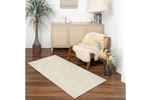 Taleta Wintor Shaggy Washable Area Rug Foldable Modern Non Slip Carpet For Bedroom Bedside (Beige,91x152cm)