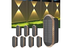ELLASAY Lámparas Solares Exterior,Aplique Solar Pared Exteriores Arriba y Abajo IP65 Impermeable,3 Colores Brillantes Luces Solares Exterior Jardín Inalámbricas Para Patio Cubierta Valla 8 Pack
