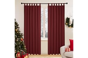 Deconovo Cortinas Opacas de Salon para Ventanas Suave Moderna 2 Piezas 132 x 214 cm Rojo Oscuro