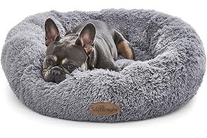 Silentnight Donut Calming Dog Bed – Calming Dog Cat Pet Bed Anxiety Relief Soft Fluffy Doughnut Pillow – Easy Clean Machine Washable Luxury Plush Dog Pillow Basket – 70cm - Grey