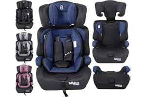 FableKids Siège auto pour enfants | Ceinture de sécurité à 3 points | à partir de 15 m. | 76-150 cm | ECE R129/03 | Réglable 44,5x41x68-75cm | Bleu