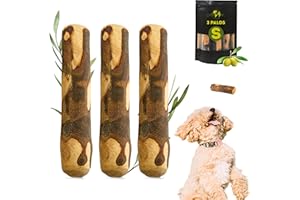 Anlolive | Pack 3 Mordedores Naturales Talla S 15cm | Perros Pequeños | Palo Madera de Olivo | Juguete Seguro, Saludable y Duradero | Cuida Dientes, Reduce Ansiedad y Refuerza Mandíbula