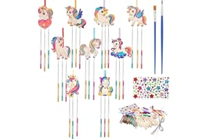 Jostift 10 Stück Dinosaurier Windspiel Bastelset, Kinder Holz Klangspiel Basteln Bastelhandwerk zum Bemalen für Mädchen Junge