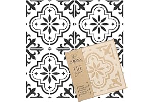 NAKLEO Plantilla de plástico reutilizable Valetta Tile – 25x25cm - Morisco Floral Español - Geométrico marroquí - Adoquín Bloque Concreto Piso Pared Pintura Plantilla Madera