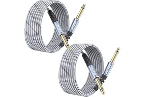 JOLGOO Cavo Strumento 1/4" 3M, 2-Pack, Cavo Chitarra TS da 1/4 di pollice, per Chitarra Elettrica, Basso, Tastiera, Mixer, Amplificatore, Altoparlante, Mandolino Elettrico