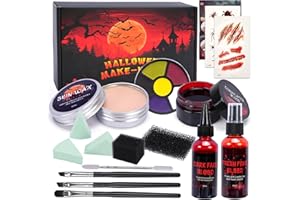 BBWELL Kit de maquillaje de Halloween,Halloween Maquillaje de Efectos Especiales,Latex Liquido Maquillaje,Gel de Sangre Falsa Lavable,Sangre Falsa,Pintura Corporal para Moratones