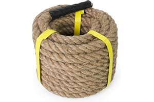 Aoneky Corda Juta Naturale 14/16/20/25 /30/40 /50mm, 8M/15M/30M - Grosse Corda Canapa Intercciata per Giardinaggio, Amaca, Barca, Sport, Decorazione Interni, Lavoro di Bricolage (15M x 30mm)