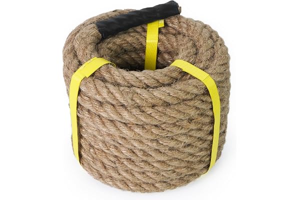 Aoneky 30mm Corde en Jute -15M Corde en Chanvre Torsadée Épaisse en Fibres Naturelles pour Jardin Décoration, Grimper DIY Tir à l'arc