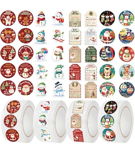 GOBRO Autocollants De Noël, Étiquettes Adhésives En Papier Kraft Forme