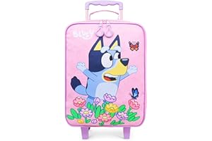 Bluey Suitcase Kids Foldable Trolley Bag Wheels Cabin Suitcase Hand Luggage Extendable Handle Travel Essentials 46x30x14cm 15L S (L46cm x W30cm - 15L, Pink)