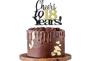 Sumerk Cheers to 18 Years Cake Toppers 18th Birthday Cake Topper Wedding Anniversary Party Decorations Supplies - 1 Pack