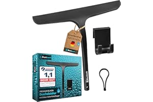 ‎BLUMBACH BLUMBACH® Duschabzieher schwarz, Abzieher Dusche mit Halterung 28 cm breit, Fensterabzieher Silikon mit Edelstahl Kern, Dusch Abzieher Wischer, Duschwand Abzieher, Flitsche Dusche, Glasabzieher,