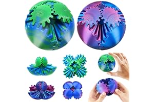 Audasi Gear Ball 3D Printed Gear Ball 2Pack steampunk Whirling Wonder Leksak Sensory Ball Kub Rolig Leksak Avslappnande Stress Och Ångest För(Blå &