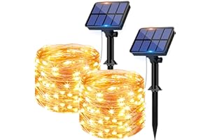 litogo [2 Pacchi Catena Luminosa Esterno Solare, 12m 120 LED Luci Solari Esterno 8 Modalità Impermeabili Filo di Rame Luci Lucine da Esterno per Giardino, Natale, Patio, Cancello, Matrimonio, Festa