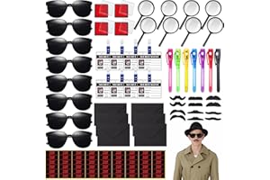 WOOWAIR 118 Piezas Kit Espía Juego Detective, Artículos para Fiestas con Temática de Detectives con Gafas, Lupa, Bolígrafo, Carné de Identificación con Clip, Sobre, Pegatinas, Bigote, Almohadilla de Tinta