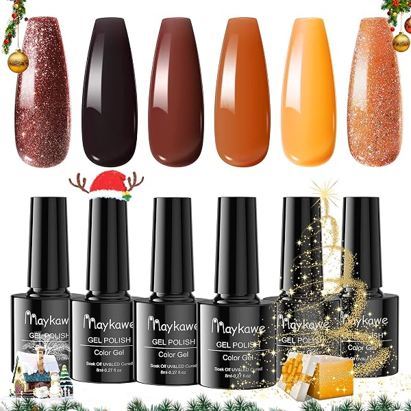 ROSALIND UV Nagellack Set – 6 Mini Farben In Nudetönen, Soak Off, Für French Manicure, Mit Grundierung & Decklack