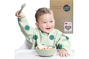 Nombear ® Baberos Bebe Impermeables con Mangas - Babero con Mangas Impermeable 6 meses o Más, Babetes Impermeável Bebe, Babero BLW, Babero con Elastico