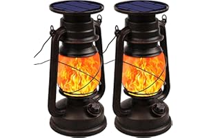 Shinmax Latarnia solarna w stylu vintage, do użytku na zewnątrz, wisząca latarnia solarna w stylu retro, lampa sztormowa, lampa solarna, IP65, dekoracja ogrodowa z efektem płomienia, do ogrodu, na