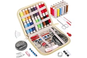 Coquimbo Kit da Cucito, Set da Cucito Accessori con Custodia per Trasporto, 85 Pezzi Kit Ago e Filo per Principianti, Casa, Viaggio e Emergenza Uso (Beige)