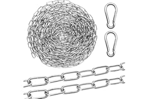 XUIIOSOOKP Catena Acciaio Inox, 1,5 mm x 6 m Catene in Acciaio Inossidabile, Catena di Sicurezza in Metallo per Recinzioni, Porte, Cancelli a Battente, Cancelli Elevatori, Biciclette con 2 Moschettoni