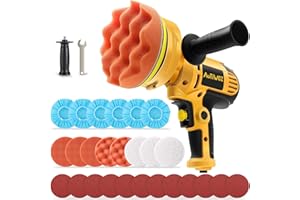AUTIWOZ Rotary Car Polisher Buffer Sander 700W Mini Waxing Polishing Machine Kit for Car Boat Floor DIY Polish Buffing Clean 600-3500RPM with 5-Inch Pads Bonnets