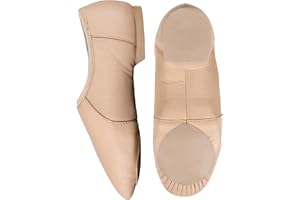 Silky Dance Split Sole Jazz Shoes AeroFlex - Genuine Leather Black & Tan Slip On Jazz Shoes, Kids and Adults Sizes