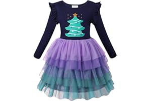 VASCHY Vestidos de Niña, Vestido Manga Larga Vestido Unicornio Princesa Mariposa Sirena Vestidos Ropa Tul Fiesta de Verano Vestido Festivo 2-10 años