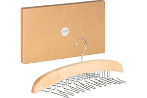 SUNNY SUNDAY ® Fermacravatta in legno, appendiabiti in legno, per 24 cravatte (naturale)