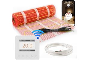 HEATIT Underfloor Heating mat Electric Radiant Self-Adhesive Floor Heating System 200w/㎡ Warmmat with ET-84Wwhite Thermostat