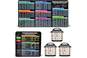 5Pack Magnetic Cheat Sheet Set, Windspeed Cooking Times Charts With 2Pack Pressure Cooker Magnet Cooking Time Charts 3Pack Air Fryer Magnetic Cheat Sheets Cheat Sheet Quick Reference Guide for Cooking