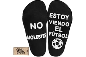 BONANGEL Calcetines Divertidos Hombre, Antideslizantes, con Dibujos, Negro, Algodón, Fútbol, Verano, 39-46, para Padre Abuelo Novio, Cumpleaños, Regalo Hombre Originales