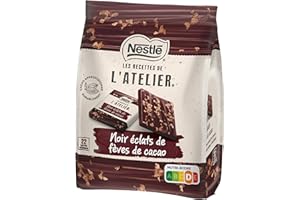 LES RECETTES DE L’ATELIER Nestlé Les Recettes de L'Atelier - Carrés Dégustation Chocolat Noir Éclats Fèves de Cacao - sachet de 192g