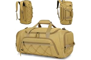Lyweem 40L Sports Dufflel Bags for Men, Medium Gym Bag Backpack & Travel Duffle Holdall Bag with Shoes Compartment and Wet Pocket, 3 in 1 Carry On Overnight Weekend for Women, Brown