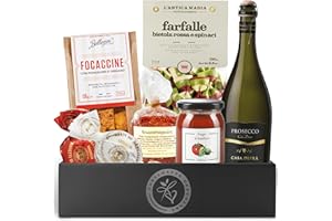‎FABELHAFTE GESCHENKE Geschenkkorb gefüllt mit italienischen Spezialitäten - Präsentkorb gefüllt mit Prosecco DOC, Pasta, Sugo, Focaccine | Delikatessen Geschenkset für Männer & Frauen zu Geburtstag, Hochzeit, Weihnachten