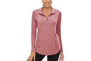 Akiooue Womens Long Sleeve UPF 50+ Running Tops 1/4 Zip Gym Sports Workout Cycling Golf Shirts