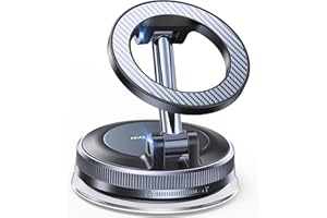 Coolpow Support Telephone Voiture Magsafe [Ventouse sous Vide Puissante Magnétique] Porte Telephone Voiture Aimanté Pare-Brise/Tableau de Bord,360°Portable Accessoire Voiture Interieur pour iPhone 17