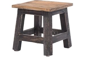 DESIGN DELIGHTS Sgabello Palo, stile rustico e vintage, 27,5 x 26 x 26 cm, legno di mogano riciclato, colore nero