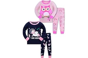 SOIBEEN Mädchen Pyjamas Set Pyjamas 100% Baumwolle PJs Langarm Kurzarm Nachtwäsche 2-12 Jahre