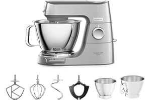 Kenwood KVC85.004SI TITANIUM CHEF BAKER Impastatrice con Bilancia Integrata, MODELLO 2023, IN Dotazione Doppia Ciotola da 5L e da 3,5L, Schermo LCD con Timer e 4 utensili, Cover intercambiabile
