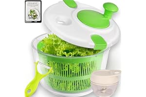 Essoreuse à Salade -essoreuse.salade professionnelle Grande Capacité5L -Essorage/Séchoir Rapide-Bol Antidérapant -Qualité Supérieure -Facile à utiliser Inclut: Econome,Hachoir/Mélangeur,Ebook OFFERT